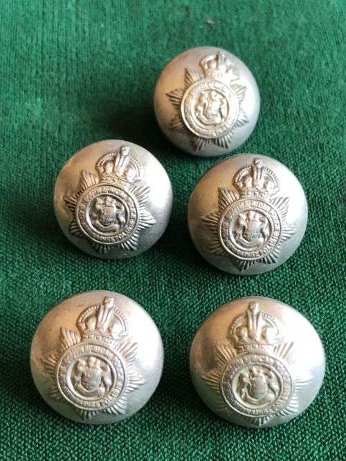 SAP WHITE METAL TUNIC BUTTONS-WORN BY NON EUROPEANS-PRE 1952- DIAMETER 19 MM-5 SOLD TOGETHER