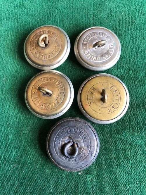 SA RAILWAY POLICE,OLD PATTERN BUTTONS- 5 SOLD TOGETHER-DIAMETER 28 MM