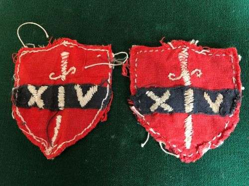 ORIGINAL WW2 14TH ARMY (FAR EAST) ARM FLASH PAIR