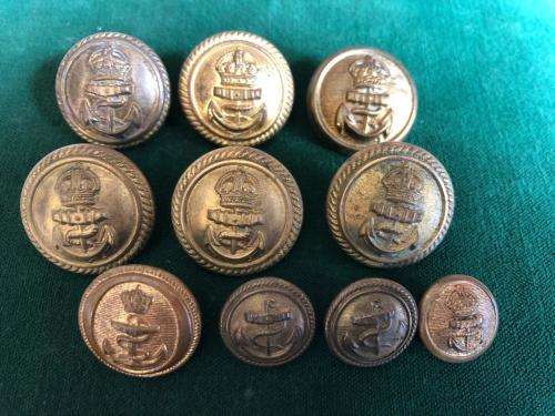 ROYAL NAVY TUNIC BUTTONS- 10 IN TOTAL-DIAMETER 23 AND 15 MM