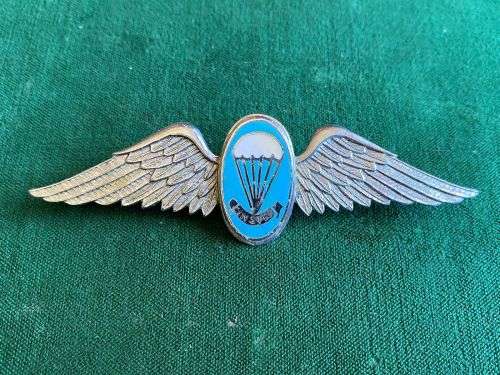 SA PARACHUTE STATICLINE INSTRUCTOR FULL SIZE WING-INSTRUCTOR FULL SIZE WING-GILT WITH ENAMEL CENTRE(