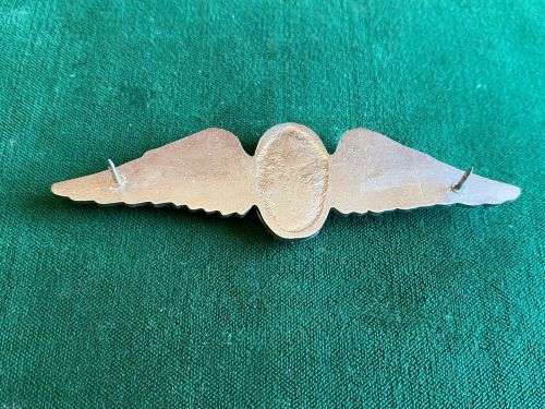 SA PARACHUTE STATICLINE INSTRUCTOR FULL SIZE WING-CHROME WITH ENAMEL CENTRE ( LUCITE COVER,LIGHT BLU