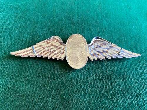 SA PARACHUTE STATICLINE INSTRUCTOR FULL SIZE WING-CHROME WITH ENAMEL CENTRE (NO LUCITE COVER)WORN FR