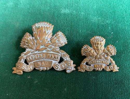 SPECIAL SERVICE BATTALION,GILDING METAL CAP AND BERET BADGE-WORN 1934-1963-COMES WITH ONE COLLAR-LUG