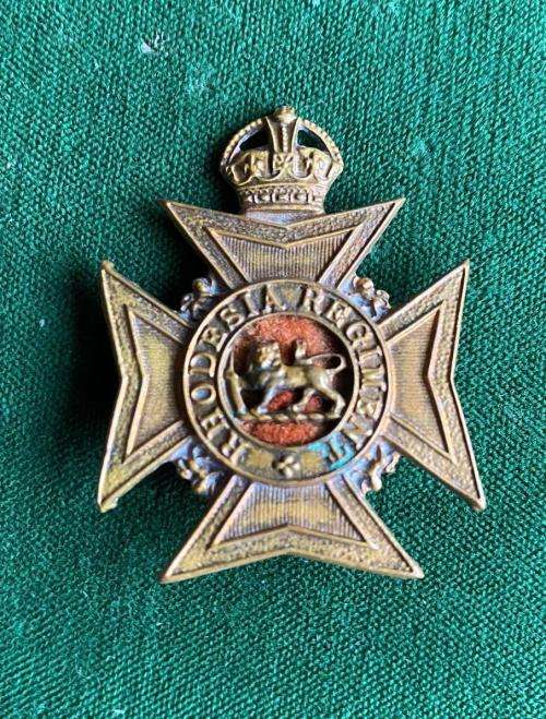 RHODESIA REGIMENT K/C BRASS CAP BADGE-WORN 1927-1947-STICK PIN