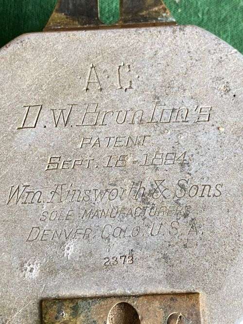 1894 D.W. PRUNTON`S POCKET TRANSIT COMPASS WM AINSWORTH & SONS DENVER