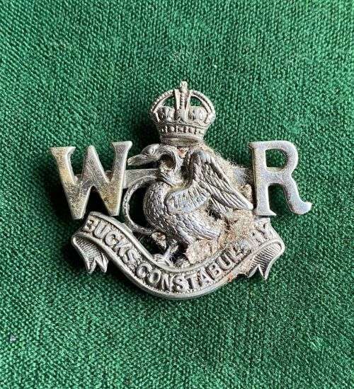 BUCKS CONSTABULARY BADGE-WHITE METAL- NO LUGS
