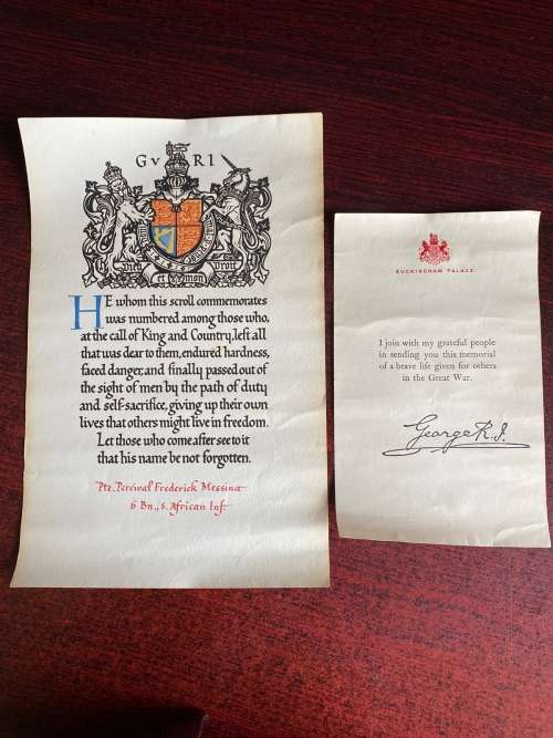 WW1 PARCHMENT SCROLL,TO THE NEXT OF KIN OF THOSE WHO LOST THEIR LIVES ON ACTIVE SERVICE DURING THE W