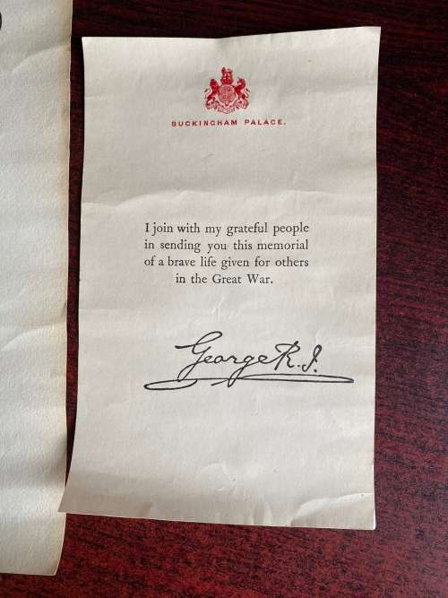 WW1 PARCHMENT SCROLL,TO THE NEXT OF KIN OF THOSE WHO LOST THEIR LIVES ON ACTIVE SERVICE DURING THE W