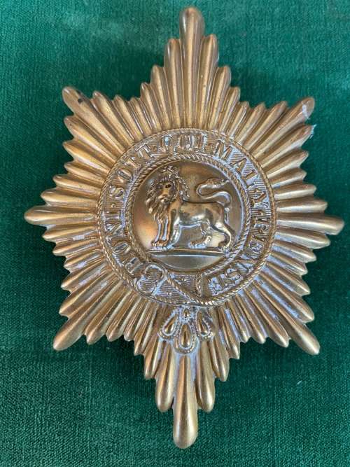 VICTORIAN MILITARY ROYAL WORCESTERSHIRE REGIMENT HELMET PLATE-ORIGINAL WITH 4 LUGS-MEASURES 110X80MM