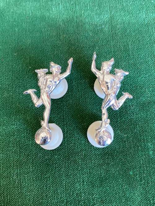 SA CORPS OF SIGNALS COLLAR BADGE PAIR IN CHROME-APPROVED IN 1957-PINS INTACT