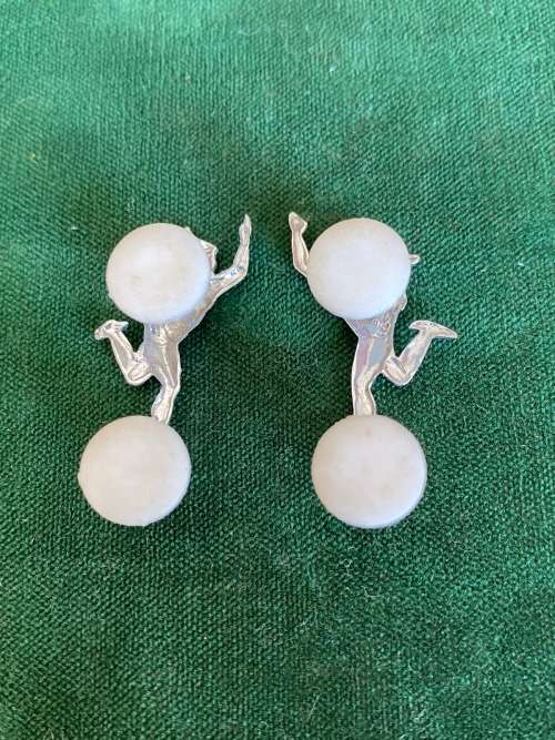 SA CORPS OF SIGNALS COLLAR BADGE PAIR IN CHROME-APPROVED IN 1957-PINS INTACT