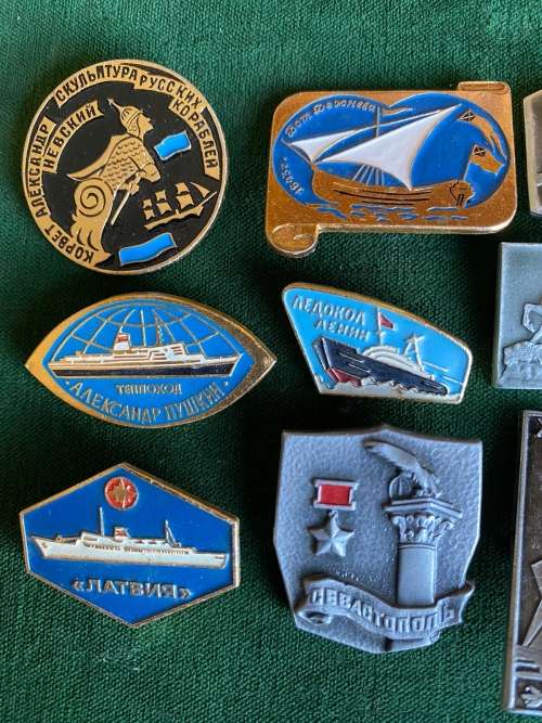 SOVIET RUSSIA NAVAL PINS-SELECTION OF 9 SOLD TOGETHER-CIRCA 1980`S-STICK PINS INTACT