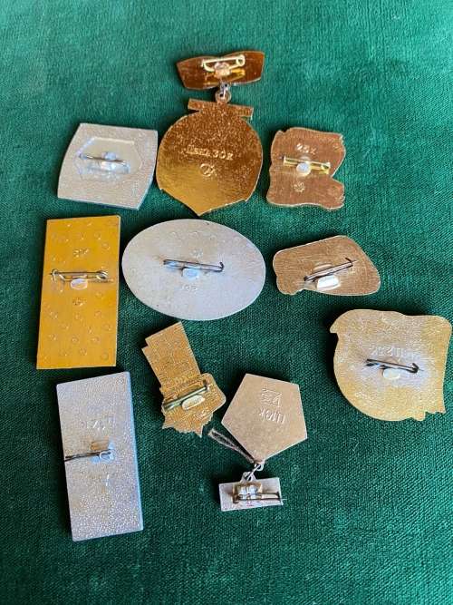 SOVIET RUSSIA NAVAL PINS- SELECTION OF 10 SOLD TOGETHER-CIRCA 1970`S-STICK PINS INTACT