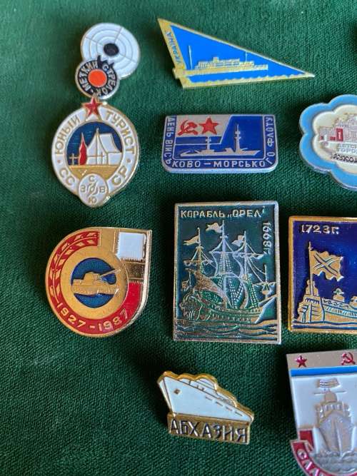 SOVIET RUSSIA NAVY PINS- SELECTION OF 13 SOLD TOGETHER-CIRCA 1980`S-STICK PINS INTACT