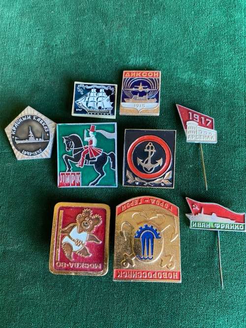 SOVIET RUSSIA NAVY PINS-SELECTION OF 9 SOLD TOGETHER-CIRCA 1980`S-STICK PINS INTACT
