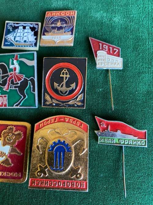 SOVIET RUSSIA NAVY PINS-SELECTION OF 9 SOLD TOGETHER-CIRCA 1980`S-STICK PINS INTACT