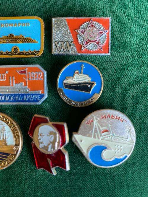 SOVIET RUSSIA NAVY PINS-SELECTION OF 7-SOLD TOGETHER-CIRCA 1980`S- STICK PINS INTACT