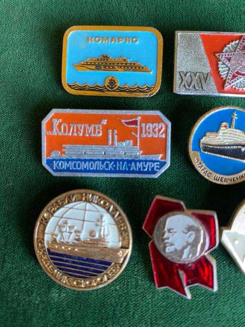 SOVIET RUSSIA NAVY PINS-SELECTION OF 7-SOLD TOGETHER-CIRCA 1980`S- STICK PINS INTACT