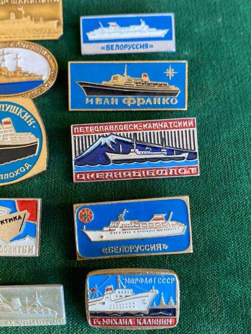 SOVIET RUSSIA,RARE 1970`S-COLLECTABLE NAVY PINS-WAR SHIPS OF THE REVOLUTION-10 SOLD TOGETHER