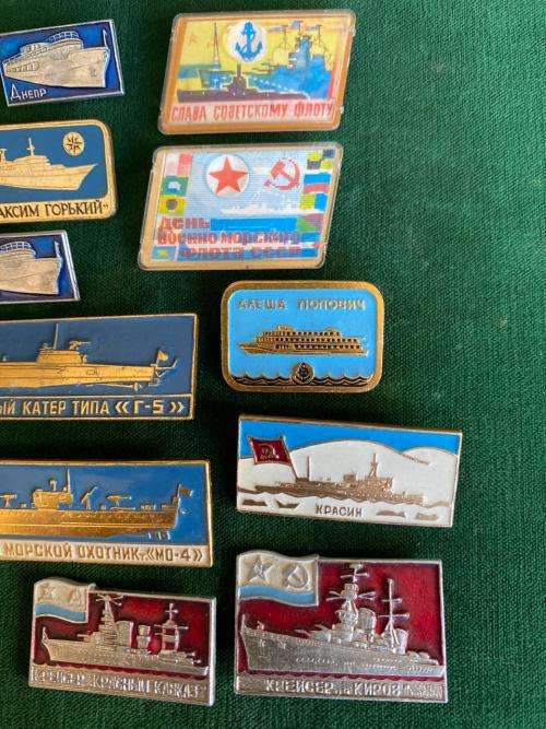 SOVIET RUSSIA,RARE 1970`S-COLLECTABLE NAVY PINS-WAR SHIPS OF THE REVOLUTION-11 SOLD TOGETHER