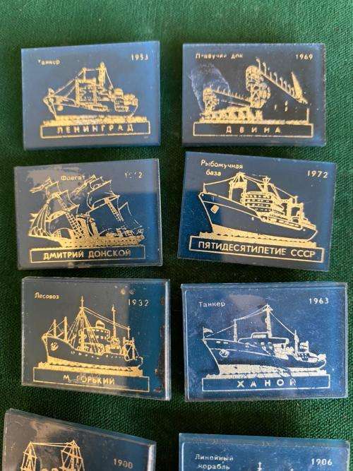 SOVIET RUSSIA,RARE 1970`S-COLLECTABLE NAVY PINS-WAR SHIPS OF THE REVOLUTION-10 SOLD TOGETHER -COME W