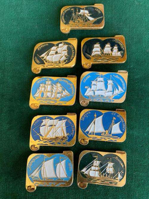 SOVIET RUSSIA,RARE 1970`S-COLLECTABLE NAVY PINS-SET 9 SOLD TOGETHER-STICK PINS INTACT