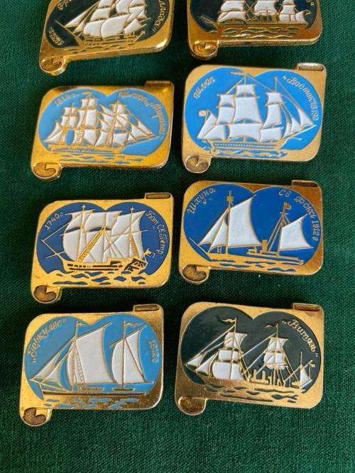 SOVIET RUSSIA,RARE 1970`S-COLLECTABLE NAVY PINS-SET 9 SOLD TOGETHER-STICK PINS INTACT