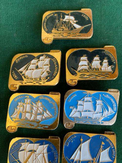 SOVIET RUSSIA,RARE 1970`S-COLLECTABLE NAVY PINS-SET 9 SOLD TOGETHER-STICK PINS INTACT