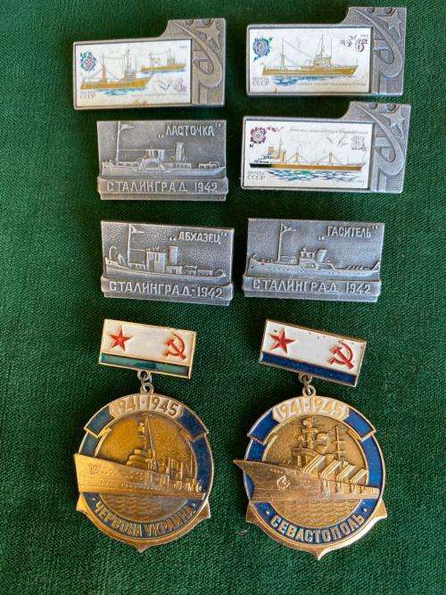 SOVIET RUSSIA,RARE 1970`S-COLLECTABLE NAVY PINS-WAR SHIPS OF THE REVOLUTION- 8 SOLD TOGETHER-STICK P