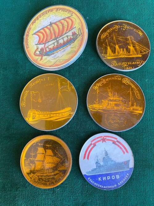 SOVIET RUSSIA,RARE 1970`S-COLLECTABLE NAVY PINS- 6 SOLD TOGETHER-STICK PINS COMPLETE