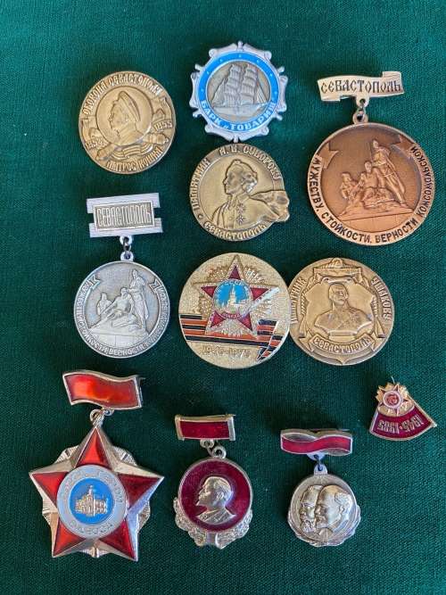 SOVIET RUSSIA,NAVAL PINS-SELECTION OF 11-SOLD TOGETHER-CIRCA 1970`S-1980`S-STICK PINS INTACT EXCEPT