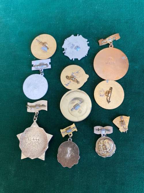 SOVIET RUSSIA,NAVAL PINS-SELECTION OF 11-SOLD TOGETHER-CIRCA 1970`S-1980`S-STICK PINS INTACT EXCEPT