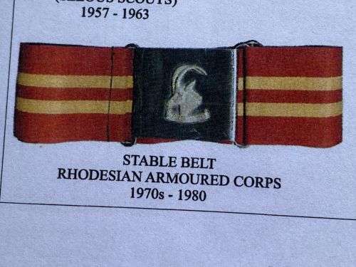 RHODESIAN ARMOURED CAR+ GREY SCOUTS STABLE BELT BUCKLE WITH MATCHING CLASP-BLACK