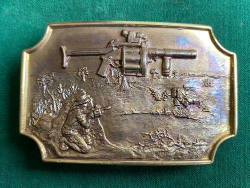 BELT BUCKLE-SOUTH AFRICAN MILITARY MGL 40MM SIX SHOT GRENADE LAUNCHER-MEASURES 80X50 MM
