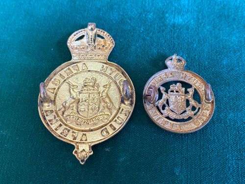 SOUTH AFRICAN INSTRUCTIONAL CORPS,GILDING METAL CAP AND ONE COLLAR-WORN 1913-1922