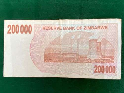 ZIMBABWE 200 000 DOLLARS BANKNOTE-SERIAL NO AX 251568