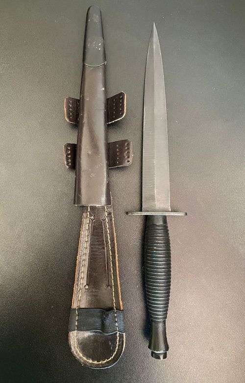 BRITISH FAIRBAIRN-SYKES FIGHTING KNIFE(COMMANDO KNIFE)THIRD PATTERN OF POST WW2-MAKER STAMPED ON CRO