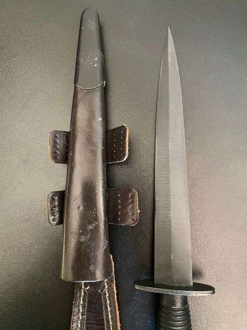 BRITISH FAIRBAIRN-SYKES FIGHTING KNIFE(COMMANDO KNIFE)THIRD PATTERN OF POST WW2-MAKER STAMPED ON CRO