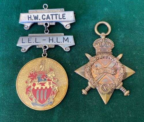 WW1 WAR MEDAL NAMED TO 46884 PTE. H.W. CATTLE R.A.M.C.-SOLD WITH OTHER MEDAL ALSO NAMED TO HIM