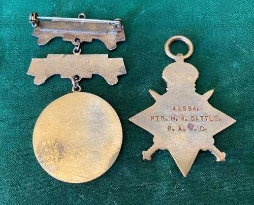 WW1 WAR MEDAL NAMED TO 46884 PTE. H.W. CATTLE R.A.M.C.-SOLD WITH OTHER MEDAL ALSO NAMED TO HIM