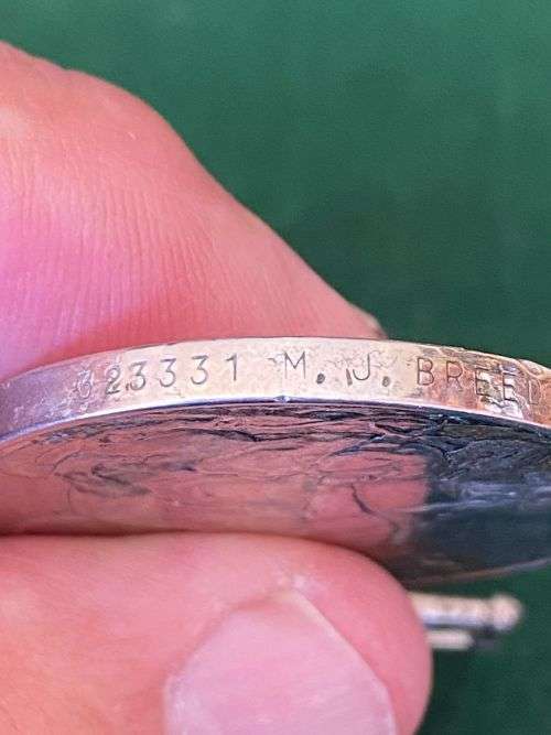 WW2 WAR MEDAL NAMED TO 323331 M.J. BREEDT