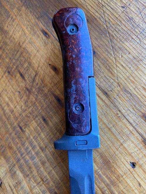 CZECHS OWN VERSION OF THE RUSSIAN AK 47 RIFLE-THE VZ58,BAYONET-THE BAYONET WAS OF A SIMPLE DESIGN AN