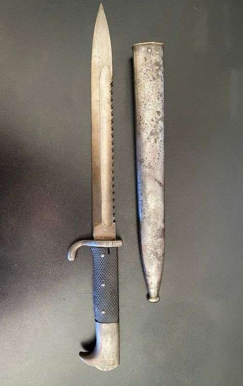 GERMAN 1898-MODEL BAYONET KS2490 WITH LEATHER GRIPS-ISSUED TO THE SCHUT 2 TRUPPE IN GERMAN SOUTH WES