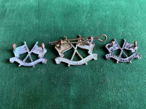 IMPERIAL LIGHT HORSE GILDING METAL CAP AND COLLARS-WORN 1913-65-LUGS COMPLETE