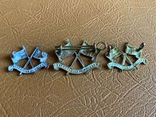 IMPERIAL LIGHT HORSE GILDING METAL CAP AND COLLARS-WORN 1913-65-LUGS COMPLETE