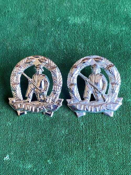 CHROME COMMANDOS COLLAR BADGE PAIR-PINS INTACT