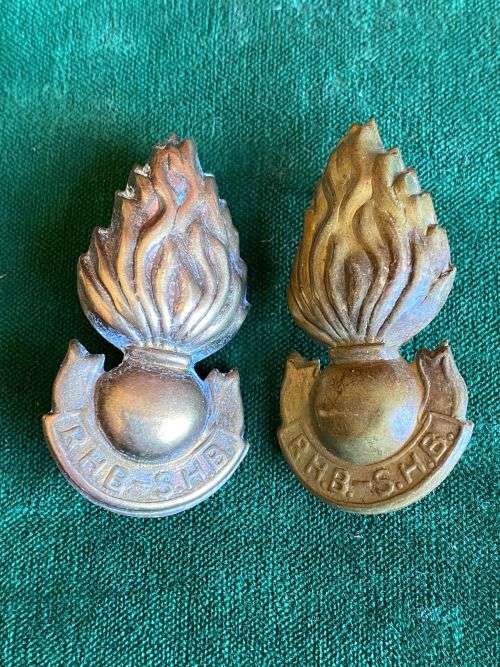 RAILWAY AND HARBOURS BRIGADE,COLLAR BADGE PAIR-LUGS INTACT-WORN 1921-29