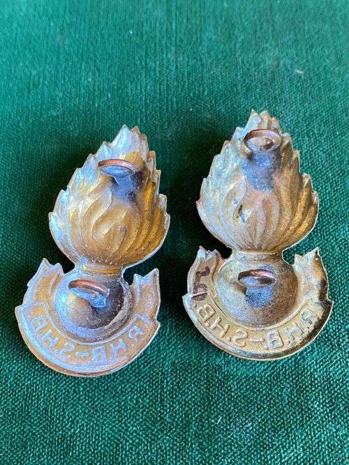 RAILWAY AND HARBOURS BRIGADE,COLLAR BADGE PAIR-LUGS INTACT-WORN 1921-29