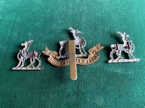 ROYAL WARWICKSHIRE REGT. CAP AND COLLARS-WORN 1890`S-1958-LUGS + SLIDER COMPLETE